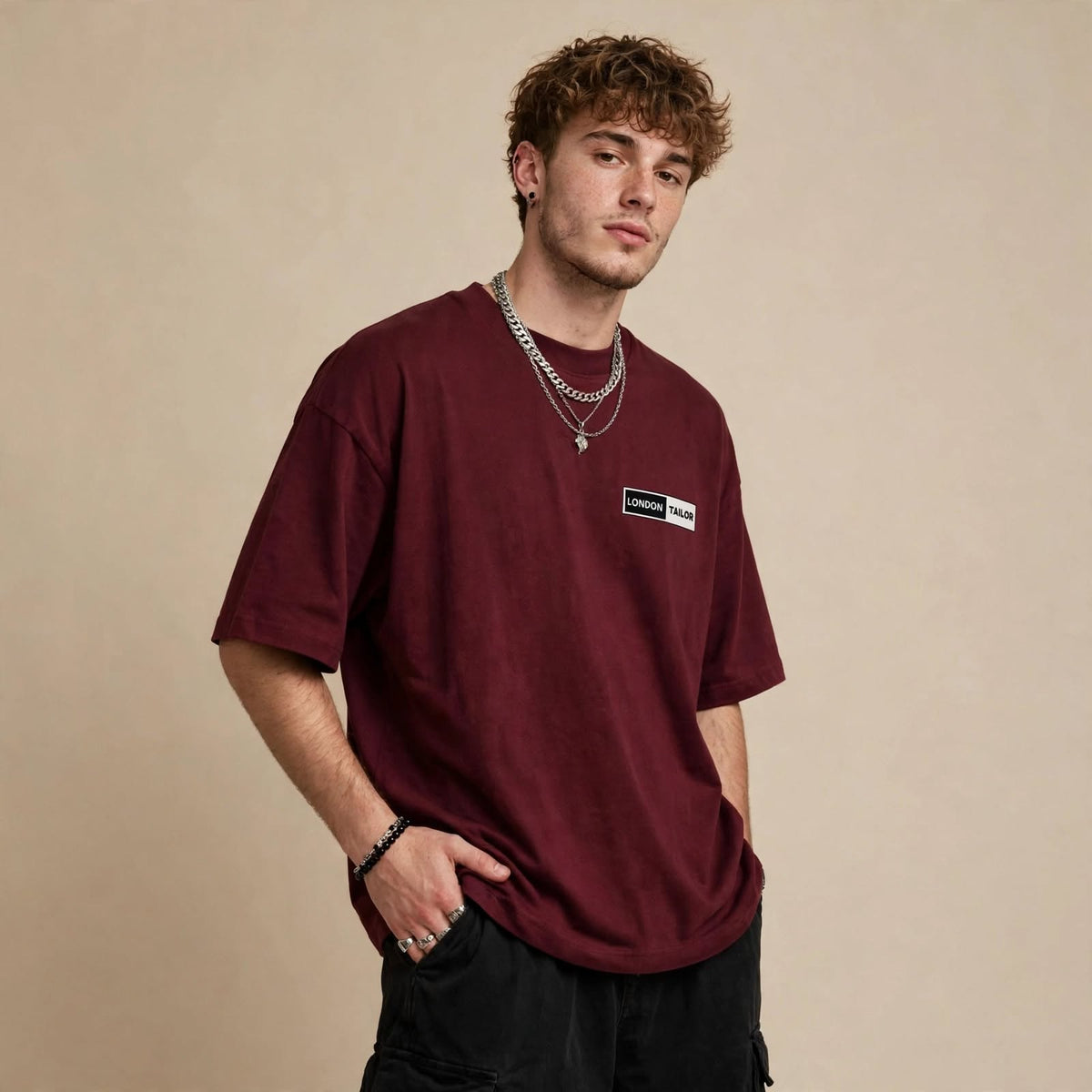 Unisex Oversized Premium Plain T-Shirt | Maroon |